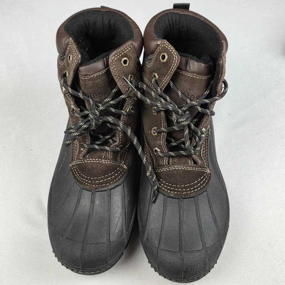 Totes Men's Winter Snow Duck Boots Glacier Brown Suede WARM Waterproof‎ Size 10M